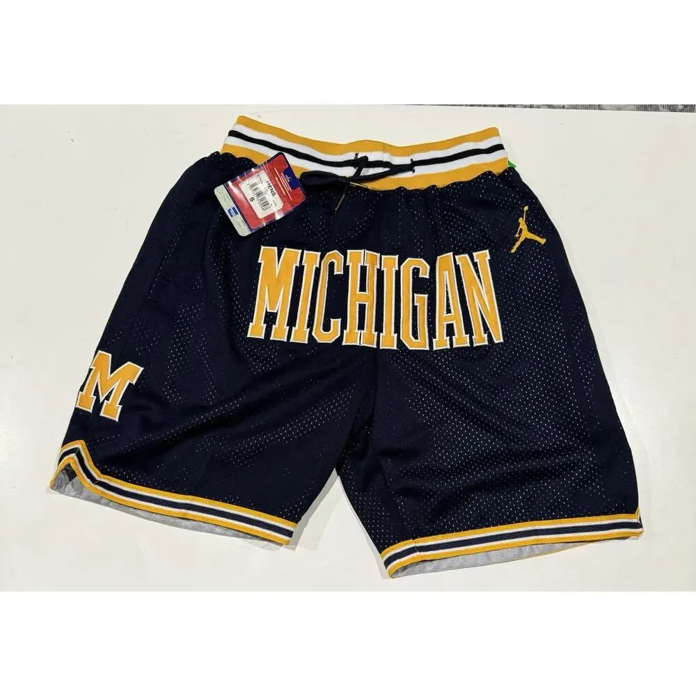 Jordan Shorts Just Don Michigan Wolverine Blue Men’s Small NCAA Basketball